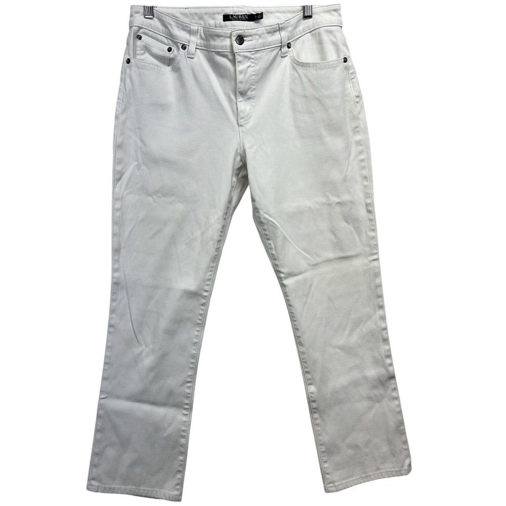 Lauren Ralph Lauren Modern Straight Curvy Jeans Womens 10 White Denim Pants Read